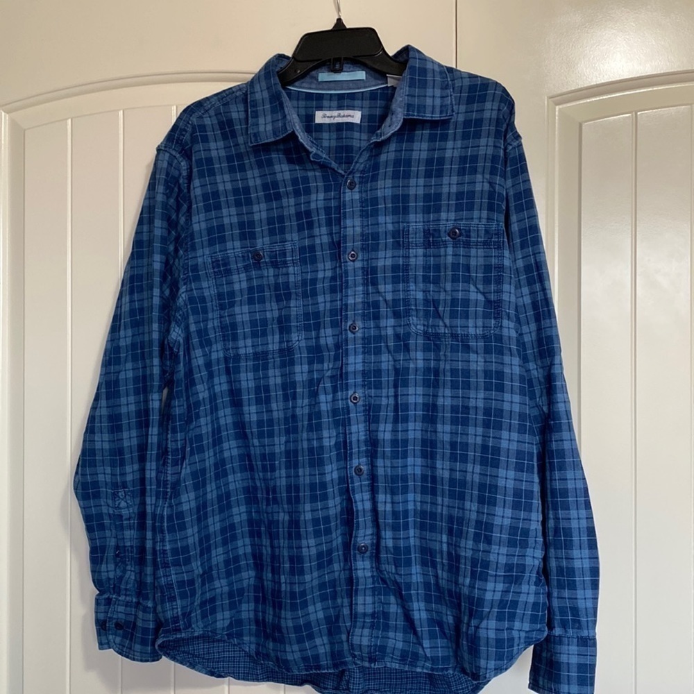 Tommy Bahama Double Indigo Long Sleeve Shirt Blue Mens Size XL
